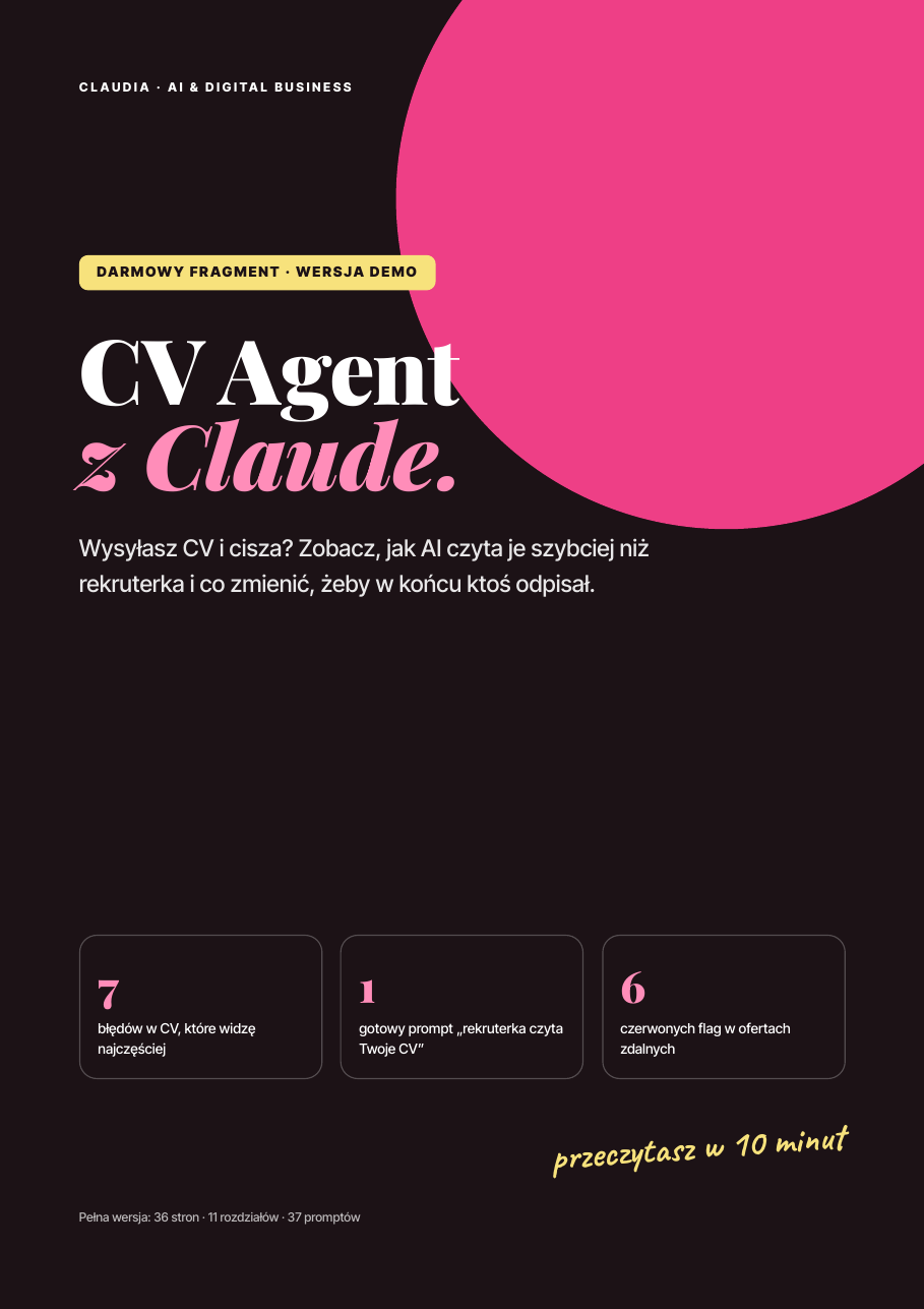 Okładka darmowego fragmentu e-booka CV Agent z Claude